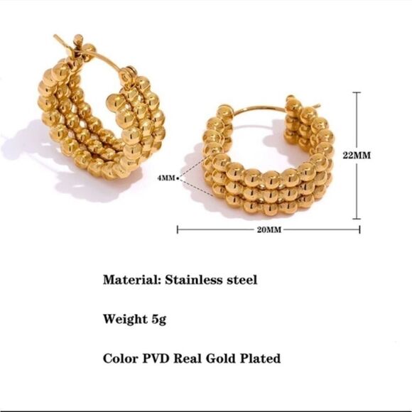 #27 NEW Unique Gold Hoop Earrings E83 - Picture 4 of 7